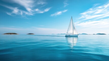  Sailing into Tranquility: A Yacht Navigates the Serene Waters