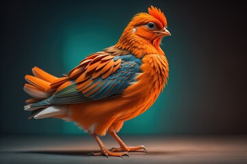 Wall Mural - Colorful chicken on a solid color background, studio photo. ai generative