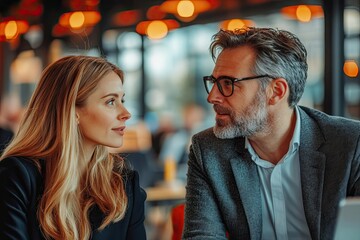 Two professionals having a serious conversation in office