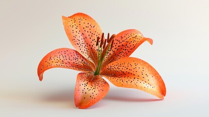 Wall Mural - Exquisite 3D Render of Vibrant Lily with Intricate Textures on White Background