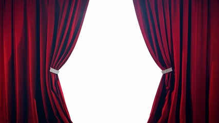 Aufkleber - The deep red curtains are slightly parted, revealing a glimpse of the theater stage behind. The rich fabric suggests anticipation for an upcoming performance.