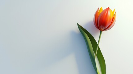 Wall Mural - Elegant 3D Render of Vibrant Orange Tulip on White Background