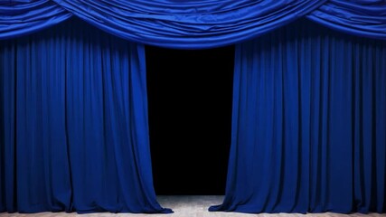 Aufkleber - The rich blue curtain hangs gracefully in a theater, creating an elegant backdrop as it softly drapes along the stage. A sense of anticipation fills the air for the upcoming performance.