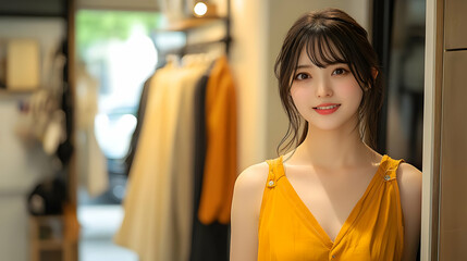 Smiling Woman in Yellow Dress