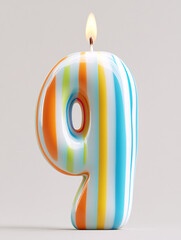 Birthday party 3d digital candle 9 design
