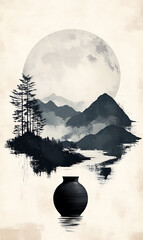 Wall Mural - file id(s): 982571460 - original name(s): swan6260_illustration_of_korean_traditional_wedding_white_