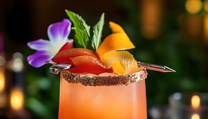 Summer celebration cocktails adorned with fresh ingredients for vibrant gatherings and sophisticated soirées