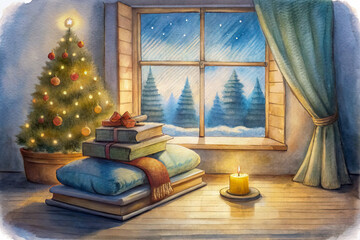 Wall Mural - christmas tree in the window