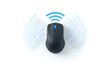 © Kromstar Studios - Wireless bluetooth mouse with signal waves representing wireless connectivity isolated on a white background