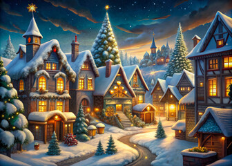 Wall Mural - christmas night in the city