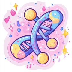 The DNA chromosome icon is shown isolated on a white background in a cartoon doodle style