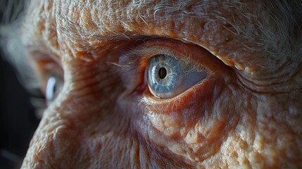 Sticker - Close-Up Portrait of a Blue Eye with Wrinkles