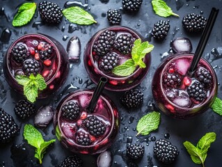 Wall Mural - Featuring blackberries and lemon, this summer drink is a mix of berries and citrus fruits.