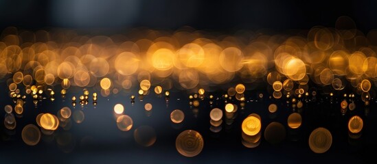 Canvas Print - Golden Bokeh On Black Background