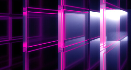 Leinwandbilder - abstract multicolored neon lines on a dark background.