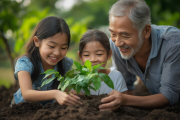 Wall Mural - Chinese Family Planting