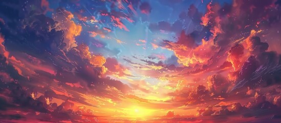 Wall Mural - Beautiful And Burning Sky During Sunrise