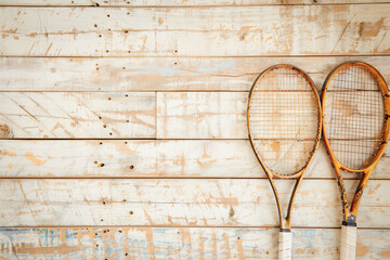 Wall Mural - Illustration of Crossed Tennis Rackets with Detailed Lines