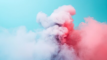 A dramatic cloud of smoke against a solid background color, creating a stark contrast and ample copy space. The intense smoke creates a bold visual impact.