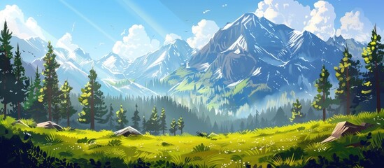 Canvas Print - Mountain Landscape On A Beautiful Sunny Day