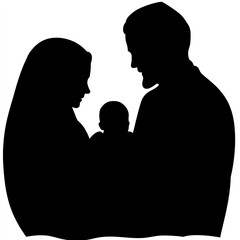 Wall Mural - Holy Family Silhouette, Illustration Isolated On White Background