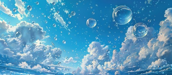 Wall Mural - Drops Of Water Sky Clouds