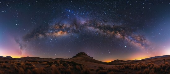 Poster - Beautiful Landscape With Stars And The Milky Way In The Background