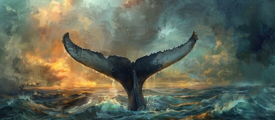 Wall Mural - A Humpback Whale S Tail Swims Through The Water