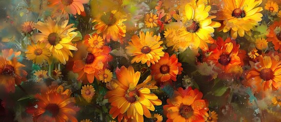 Poster - Orange And Yellow Flowers Outdoor Flowers