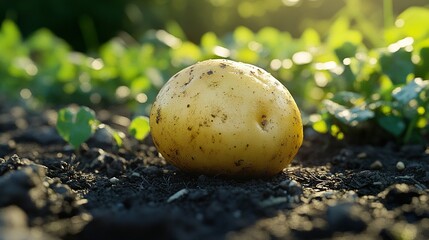 Freshly Harvested Potato in a Garden