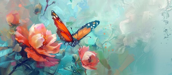 Poster - A Butterfly And A Flower