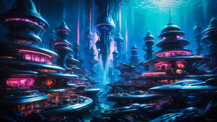 Wall Mural - A futuristic underwater city