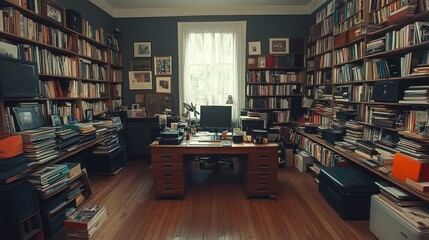 Wall Mural - A Well-Stocked Library Office