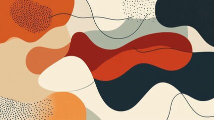 Sticker - Abstract Waves in Earthy Tones for Modern Decor