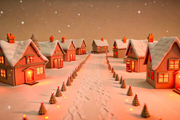 Wall Mural - christmas town in the night