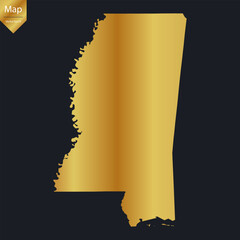 Abstract - High Detailed Gold Map of Mississippi. Vector illustration eps10.	
