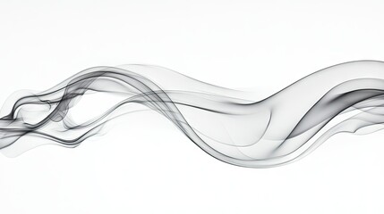 Wall Mural - Thin, curling smoke trails against a clean white background. The simple, elegant smoke patterns provide a clear space for text placement.