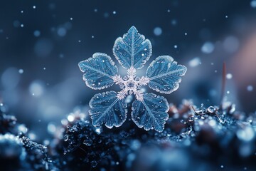 Wall Mural - Frozen Snowflake on the Ground