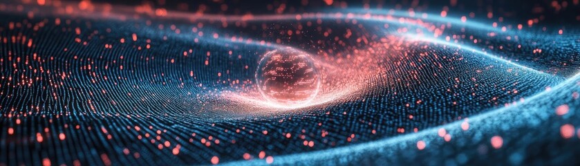 Wall Mural - abstract digital landscape with glowing particles and waves, creating a mesmerizing visual experienc