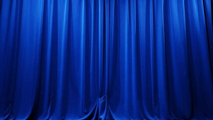 Aufkleber - Rich blue velvet curtains hang gracefully on a theater stage, setting a dramatic tone for a performance, inviting the audience into a captivating experience.