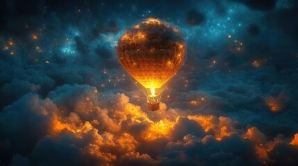 Wall Mural - Hot Air Balloon Flight Through the Clouds