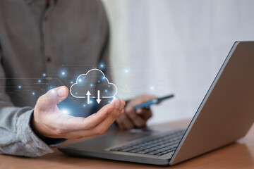 Wall Mural - cloud technology data storage concept of network and internet services