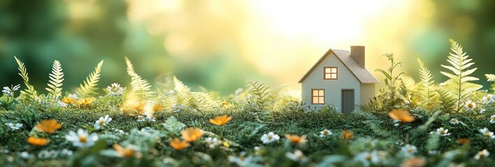 Canvas Print - Tiny House in a Lush Garden