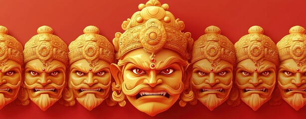 Happy Dussehra. Ravan ten heads face with Dussehra is a major Hindu festival celebrated at the end of Navratri.