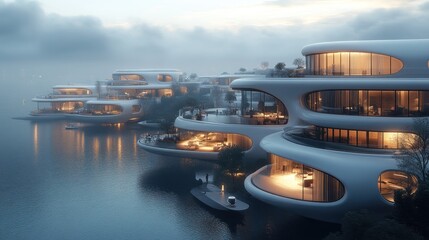 Wall Mural - Futuristic Homes on the Water