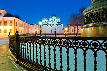 Wall Mural - Veliky Novgorod, Russia. St Sophia Cathedral and the monument Millennium of Russia in Veliky Novgorod, Russia