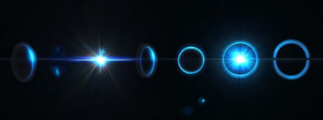 Wall Mural - sparkling blue stars on black background. glow effect. christmas theme. festive lights. modern eps 1