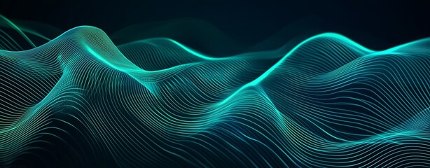 Wall Mural - light blue neon background with smooth waves. abstract wave with motion, magic space light.