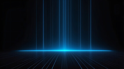 Blue blue spectrum lights tech black party club neon lights abstract wave technology background, black background. wide banner, poster, website, video editing, background. ai