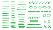 © Ann - Set of highlighter elements, hand drawn stripe by green marker. Underline, colorful text mark. Brushes collection. Vector illustration isolated on white background